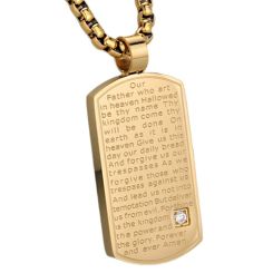 ***COI Titanium Black/Gold Tone/Silver Cross Prayer Pendant With Cubic Zirconia-00993AA