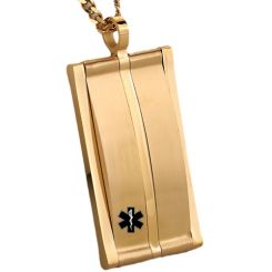 ***COI Titanium Black/Gold Tone/Silver Medical Alert Pendant-00994AA