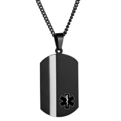 ***COI Titanium Black Gold Tone/Silver Medical Alert Pendant-00995AA