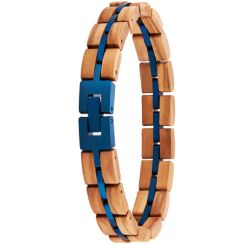 ***COI Blue Titanium Koa Wood Bracelet With Stainless Steel Clasp(Length: 8.66 inches)-01011AA