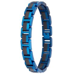 ***COI Titanium Blue/Gold Tone Koa Wood Bracelet With Stainless Steel Clasp(Length: 8.66 inches)-01012AA
