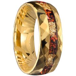 ***COI Gold Tone Tungsten Carbide Damascus Ring With Carol & Gold Foil-01019AA