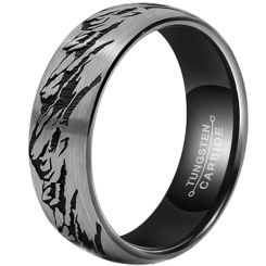 ***COI Tungsten Carbide Black Silver Mountains Dome Court Ring-01051AA