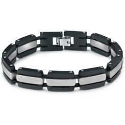 ***COI Titanium Black Gold Tone/Silver Bracelet With Steel Clasp(Length: 8.66 inches)-01065AA