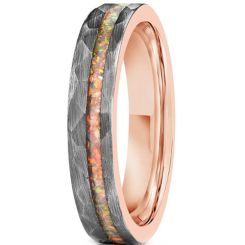 ***COI Tungsten Carbide Rose Silver Faceted Ring With Crushed Opal-01070AA