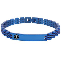 ***COI Blue Titanium Medical Alert Bracelet With Steel Clasp(Length: 8.27 inches)-01080AA