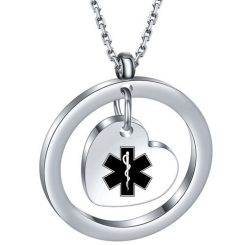 ***COI Titanium Medical Alert Heart Pendant-01095AA