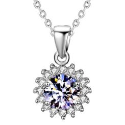 ***COI Sterling Silver 925 Gold Tone/Silver 1 Carat Moissanite Pendant-01097AA