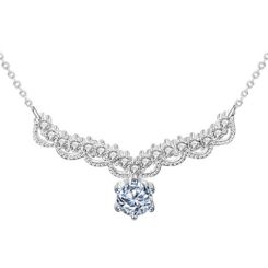 ***COI Sterling Silver 925 0.50ct Solitaire Moissanite Necklace(Length:19.68 inches)-01099AA