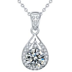 ***COI Sterling Silver 925 1 Carat Solitaire Moissanite Pendant-01103AA