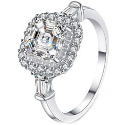 ***COI Sterling Silver 925 1 Carat Cushion Moissanite Solitaire ring-01114AA