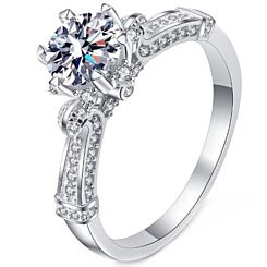***COI Sterling Silver 925 1 Carat Moissanite Solitaire Ring-01115AA