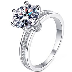 ***COI Sterling Silver 925 3 Carat Moissanite Solitaire Ring-01116AA
