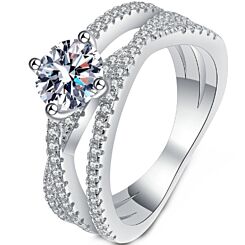 ***COI Sterling Silver 925 1 Carat Solitaire Moissanite Ring-01122AA