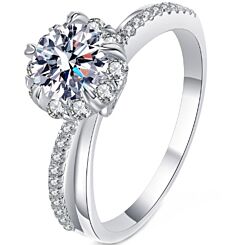 ***COI Sterling Silver 925 1 Carat Moissanite Solitaire Ring-01126AA