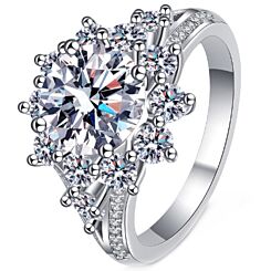 ***COI Sterling Silver 925 3 Carat Moissanite Solitaire Ring-01130AA
