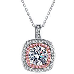***COI Sterling Silver Rose Silver 1 Carat Moissanite Solitaire Pendant-01142AA