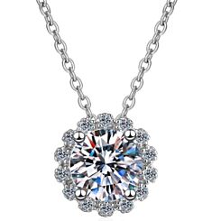 ***COI Sterling Silver 925 1 Carat Moissanite Solitaire Necklace(Length: 19.67 inches)-01149AA