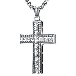 ***COI Titanium Black/Gold Tone/Silver Celtic Cross Pendant With Cubic Zirconia-01154AA