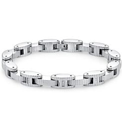 ***COI Titanium Black/Gold Tone/Silver Cubic Zirconia Bracelet With Steel Clasp(Length: 9.06 inches)-01163AA