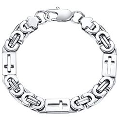 ***COI Titanium Cross Bracelet With Steel Clasp(Length: 7.48 inches)-01166AA