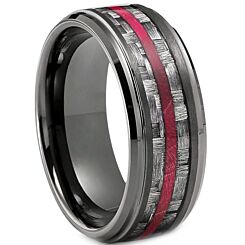 ***COI Black Titanium Carbon Fiber Step Edges Ring-01167AA