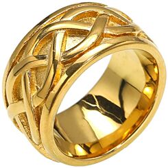 ***COI Titanium Black/Gold Tone/Silver Celtic Knots Ring-01181AA