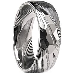***COI Tungsten Carbide Damascus Dome Court Ring-01190AA