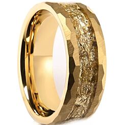 ***COI Gold Tone Tungsten Carbide Faceted Ring With Gold Foil-01195AA