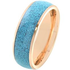 ***COI Gold Tone Titanium Turquoise Dome Court Ring-01218AA