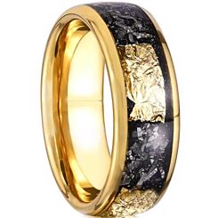 ***COI Gold Tone Titanium Dome Court Ring With Meteorite & Gold Foil-01219AA