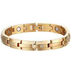 ***COI Gold Tone Titanium Cubic Zirconia Bracelet With Steel Clasp(Length: 8.27 inches)-01222AA