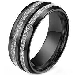***COI Black Titanium Meteorite Dome Court Ring-01234AA