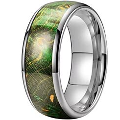 ***COI Titanium Green Koa Wood Dome Court Ring-01235AA
