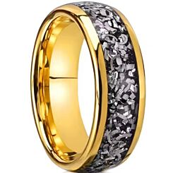 ***COI Gold Tone Titanium Meteorite Dome Court Ring-01236AA