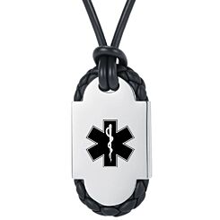 ***COI Titanium Black Silver/Gold Tone Silver/Black Medical Alert Pendant-01242AA