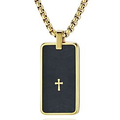 ***COI Titanium Black Gold Tone Cross Tag Pendant-01243AA