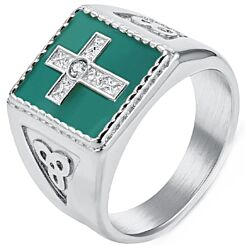***COI Titanium Black/Gold Tone/Silver Trinity Knots Cross Ring With Cubic Zirconia-01251AA
