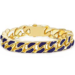 ***COI Titanium Black/Gold Tone/Silver Blue Resin Bracelet With Steel Clasp(Length: 8.0 inches)-01257AA
