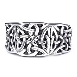 ***COI Titanium Black Silver Trinity Knots Celtic Ring-01260AA