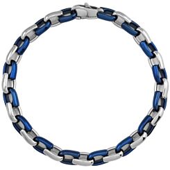 ***COI Titanium Blue Silver/Black Blue/Black Gold Tone Bracelet With Steel Clasp(Length: 8.07 inches)-01263AA