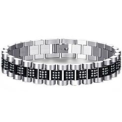 ***COI Titanium Blue/Black Silver/Gold Tone Silver Cubic Zirconia Bracelet With Steel Clasp(Length: 8.27 inches)-01264AA
