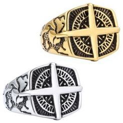 ***COI Titanium Black Gold Tone/Silver Compass Ring-01272AA