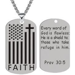 ***COI Titanium Black/Gold Tone/Silver Cross & Prayer Tag Pendant-01279AA
