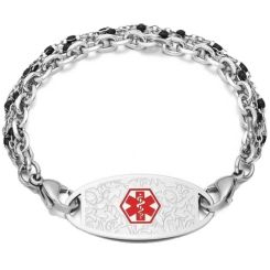 ***COI Titanium Medical Alert Bracelet With Steel Clasp(Length: 8.27 inches)-01282AA