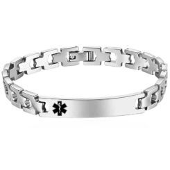 ***COI Titanium Medical Alert Bracelet With Steel Clasp(Length: 8.27 inches)-01283AA