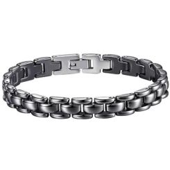 ***COI Titanium Black/White Ceramic Bracelet With Steel Clasp(Length: 7.87 inches)-01286AA