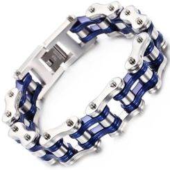 ***COI Titanium Blue Silver Bracelet With Steel Clasp(Length: 8.27 inches)-01296AA