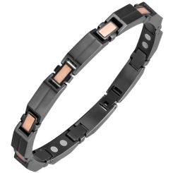 ***COI Titanium Black Rose/Blue Bracelet With Steel Clasp(Length: 9.06 inches)-01303AA