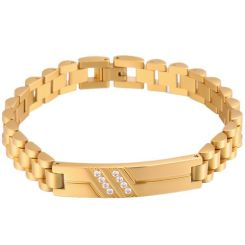 ***COI Titanium Black/Gold Tone/Silver Cubic Zirconia Bracelet With Steel Clasp(Length: 8.27 inches)-01320AA